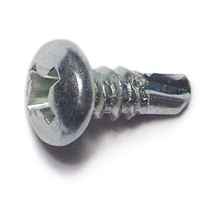 Self-Drilling Screw, #6 X 3/8 In, Zinc Plated Steel Pan Head Phillips Drive, 100 PK